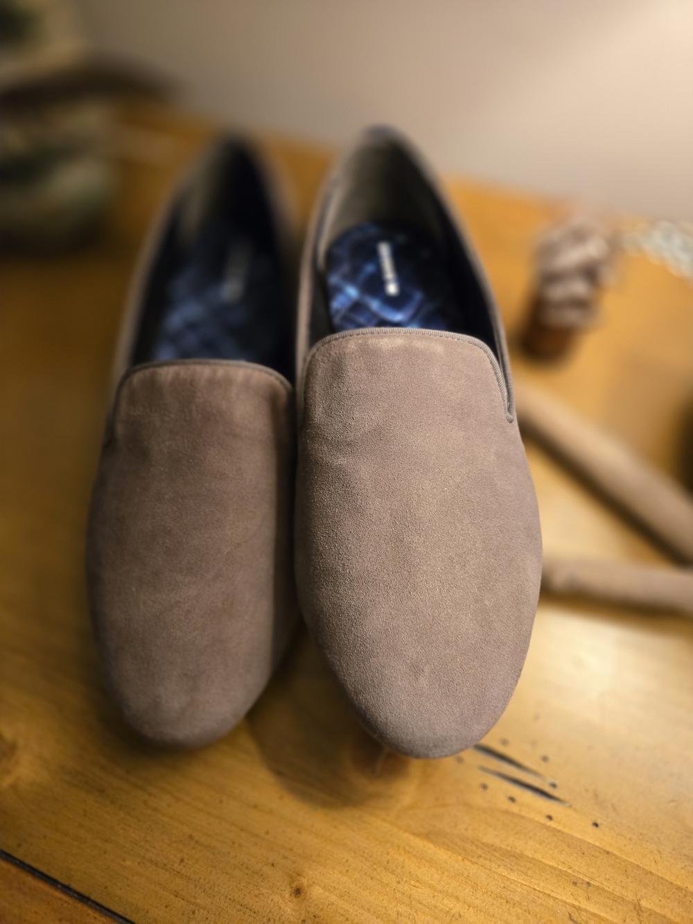Birdies  Suede Slip-Ons with Blue Plaid Insole - Picture 12 of 12